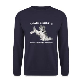 Team Sheltie - Unisex Pullover - Navy - Vorne - Alina (178cm) & Michal (187cm)