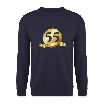 55. Birthday: 55 Years Old - Unisex Sweatshirt - navy - Front - Alina (178cm) & Michal (187cm)