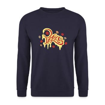 Pizza Schrift italienische Küche - Unisex Pullover - Navy - Vorne - Alina (178cm) & Michal (187cm)