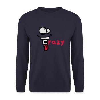 fou visage bande dessinée comique fou rire logo dr - Sweat-shirt Unisexe - marine - Devant - Alina (178cm) & Michal (187cm)