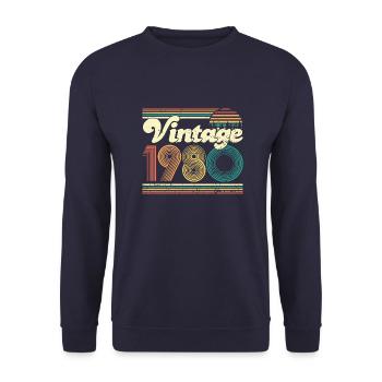 Vintage 1980 40. Geburtstag Vierzig Jahre Geschenk - Unisex Pullover - Navy - Vorne - Alina (178cm) & Michal (187cm)