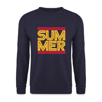 Rote Balken Summer Design Logo Palmen Text Wasser - Unisex Pullover - Navy - Vorne - Alina (178cm) & Michal (187cm)