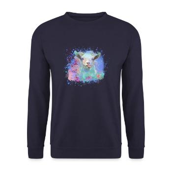 goat, pastel, head, painting, graffiti - Unisex Sweatshirt - navy - Front - Alina (178cm) & Michal (187cm)