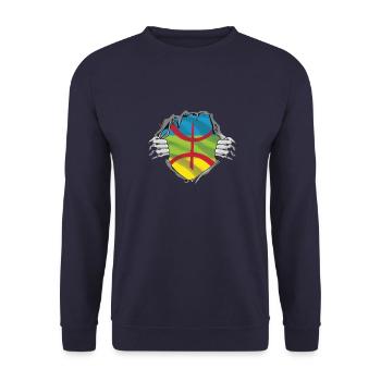 the Amazigh flag in the guts - Unisex Sweatshirt - navy - Front - Alina (178cm) & Michal (187cm)
