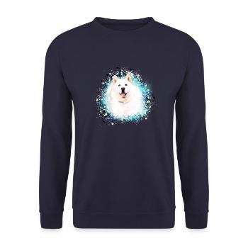 Samojede, Akita, Husky,chien, race de chien, graffiti - Sweat-shirt Unisexe - marine - Devant - Alina (178cm) & Michal (187cm)