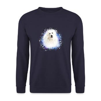 hund,Kuvas,labrador,Graffiti ,Malerei, blau - Unisex Pullover - Navy - Vorne - Alina (178cm) & Michal (187cm)