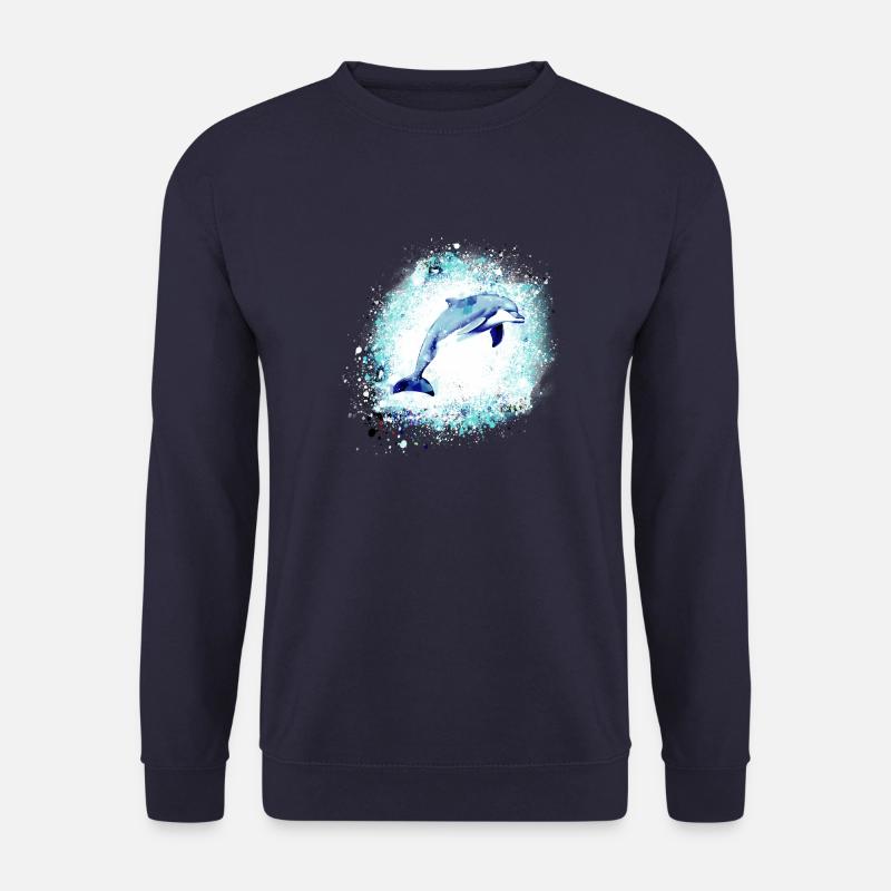 Delfin, graffiti, malerei,blau,fisch, - Unisex Pullover - Navy