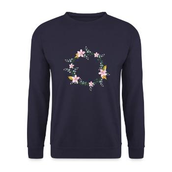 Blumen - Unisex Pullover - Navy - Vorne - Alina (178cm) & Michal (187cm)