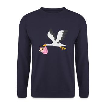 Cigogne avec bébé - Sweat-shirt Unisexe - marine - Devant - Alina (178cm) & Michal (187cm)