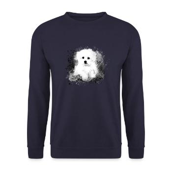 Maltais, chien, blanc, peinture, graffitis, noir - Sweat-shirt Unisexe - marine - Devant - Alina (178cm) & Michal (187cm)