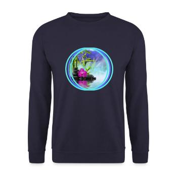 Zen printing - Unisex Sweatshirt - navy - Front - Alina (178cm) & Michal (187cm)