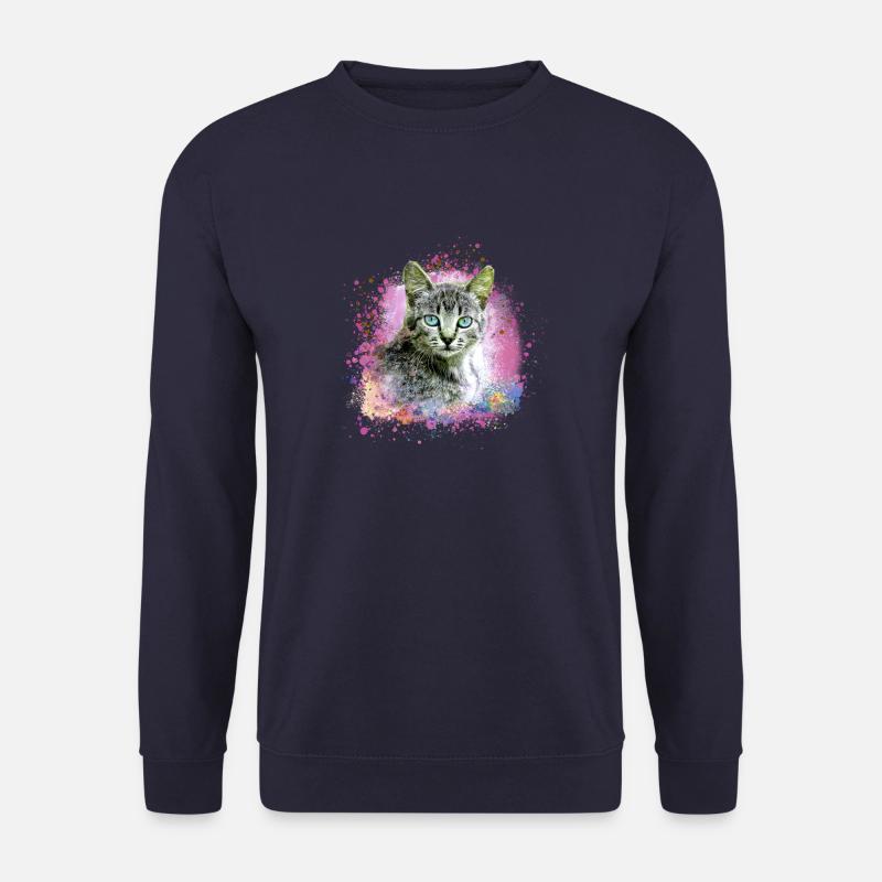 katze,katzenbaby,graffiti,malerei,bunt,hauskatze - Unisex Pullover - Navy