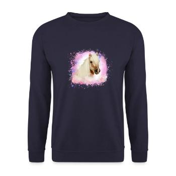 pony, pink, shettland,horse,pony,white pony - Unisex Sweatshirt - navy - Front - Alina (178cm) & Michal (187cm)