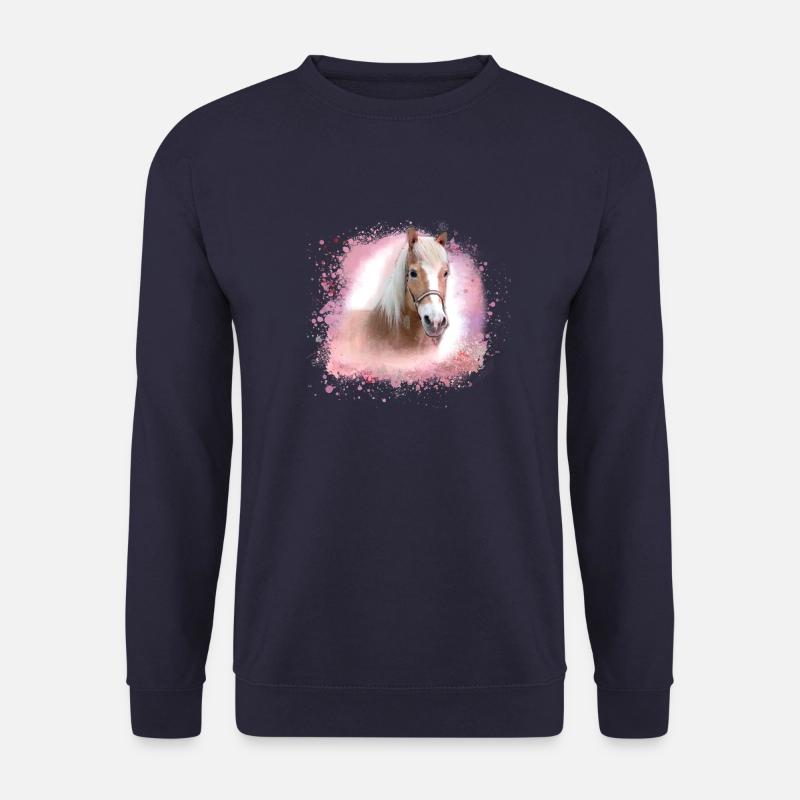 haflinger,pferd,graffiti, malerei, pferdekopf,rosa - Unisex Pullover - Navy