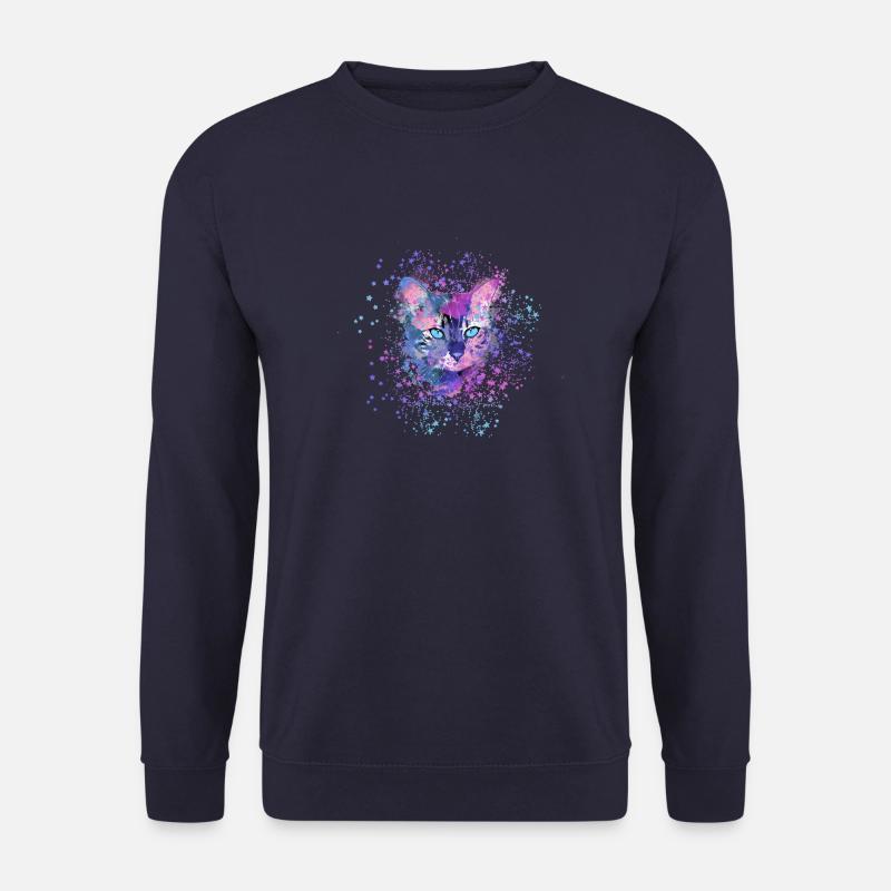 katze,bunt, Aquarell, kätzchen,sterne - Unisex Pullover - Navy