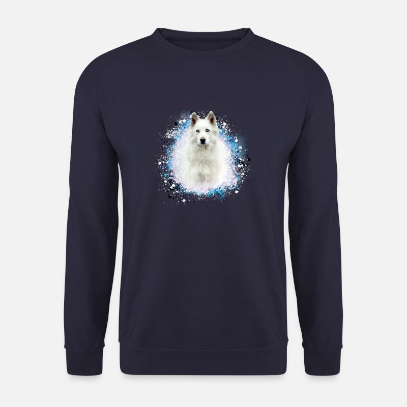 white shepherd,white,dog,painting,shepherd dog - Unisex Sweatshirt - navy