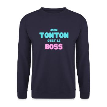 Mon Tonton C'est Le Boss - Sweat-shirt Unisexe - marine - Devant - Alina (178cm) & Michal (187cm)