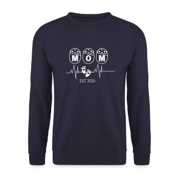 Mom EST 2003 Heartbeat - Unisex Sweatshirt - navy - Front - Alina (178cm) & Michal (187cm)