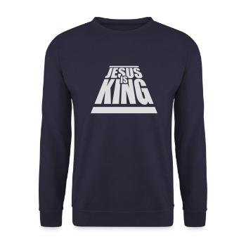 jesus is king quote - Unisex Sweatshirt - navy - Front - Alina (178cm) & Michal (187cm)