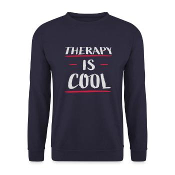 therapy is cool Quote - Unisex Sweatshirt - navy - Front - Alina (178cm) & Michal (187cm)