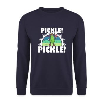 Pickle Pickelball Gurke Schläger Lustig - Unisex Pullover - Navy - Vorne - Alina (178cm) & Michal (187cm)