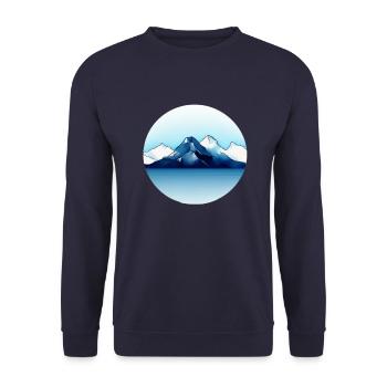 Gebirgslandschaft Geometrische Kunst - Unisex Pullover - Navy - Vorne - Alina (178cm) & Michal (187cm)
