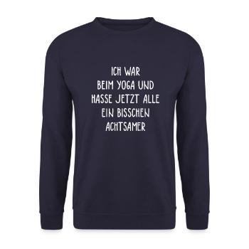 Ich war beim Yoga und ... - Unisex Pullover - Navy - Vorne - Alina (178cm) & Michal (187cm)