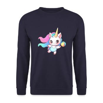 Unicorn playing volleyball - Unisex Sweatshirt - navy - Front - Alina (178cm) & Michal (187cm)