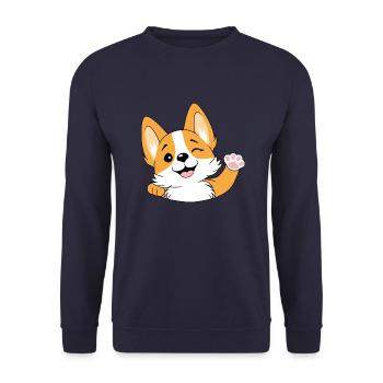 Welcoming corgi - Unisex Sweatshirt - navy - Front - Alina (178cm) & Michal (187cm)