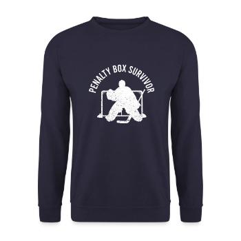 Eishockey Hockey Vintage Hockeyschläger Sprüche - Unisex Pullover - Navy - Vorne - Alina (178cm) & Michal (187cm)