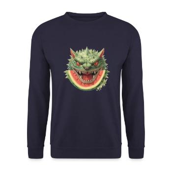 Melonen Monster Wassermelone gruseliger Spaß - Unisex Pullover - Navy - Vorne - Alina (178cm) & Michal (187cm)