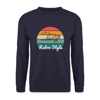 Retro Vibe Flugzeug style - Unisex Pullover - Navy - Vorne - Alina (178cm) & Michal (187cm)