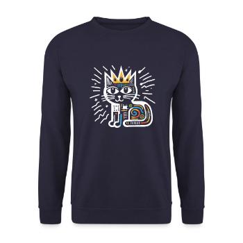Chat peinture abstraite artwork - Sweat-shirt Unisexe - marine - Devant - Alina (178cm) & Michal (187cm)