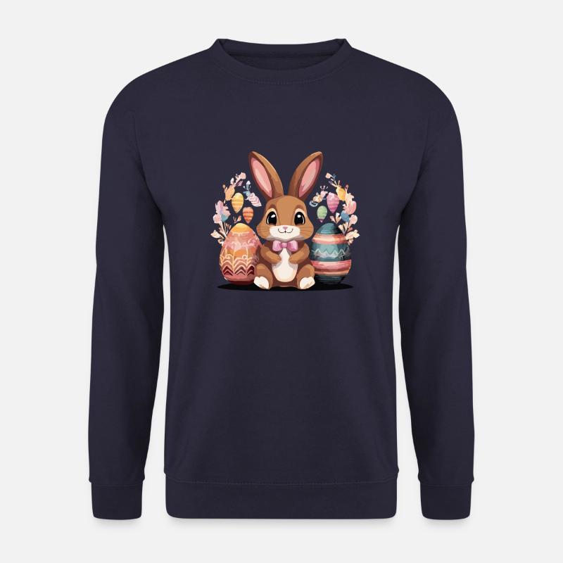 Osterhase mit bunten Eiern - schönes Ostermotiv - Unisex Pullover - Navy