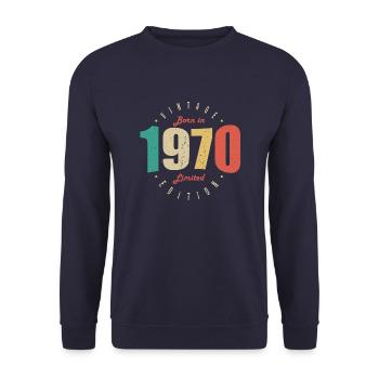 1970 Vintage Anniversaire Rétro Cadeau 1970 - Sweat-shirt Unisexe - marine - Devant - Alina (178cm) & Michal (187cm)