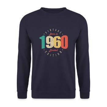 1960 Vintage Anniversaire Rétro Cadeau 1960 - Sweat-shirt Unisexe - marine - Devant - Alina (178cm) & Michal (187cm)