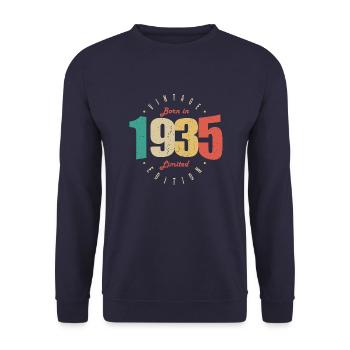 1935 Vintage Retro Birthday Gift 1935 - Unisex Sweatshirt - navy - Front - Alina (178cm) & Michal (187cm)