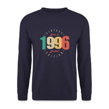 1996 Vintage Retro Anniversary Gift 1996 - Unisex Sweatshirt - navy - Front - Alina (178cm) & Michal (187cm)