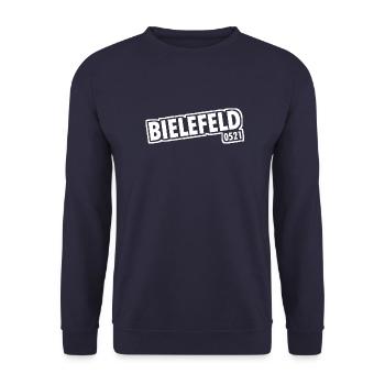 Bielefeld 0521 Vorwahl Slogan - Unisex Pullover - Navy - Vorne - Alina (178cm) & Michal (187cm)