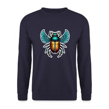 Scarab Neo Traditional - Unisex Sweatshirt - navy - Front - Alina (178cm) & Michal (187cm)