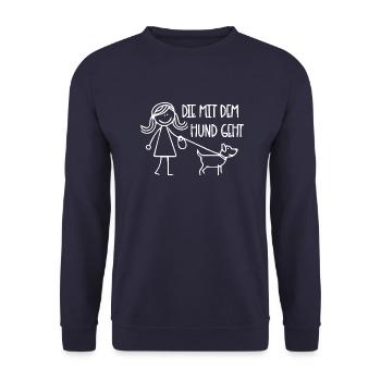 Die mit dem Hund geht - Unisex Pullover - Navy - Vorne - Alina (178cm) & Michal (187cm)