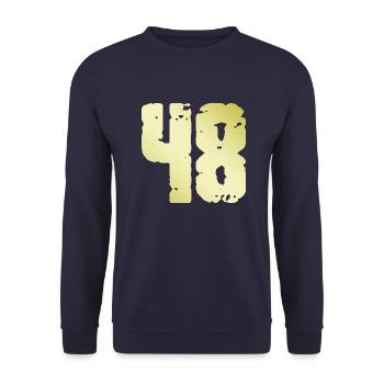 48 Zahl Vintage - Unisex Pullover - Navy - Vorne - Alina (178cm) & Michal (187cm)