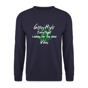 Vibes Weed Style – Chill et Détente - Sweat-shirt Unisexe - marine - Devant - Alina (178cm) & Michal (187cm)