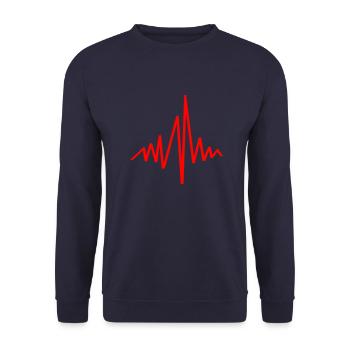 Drop the Beat Herzschlag - Unisex Pullover - Navy - Vorne - Alina (178cm) & Michal (187cm)