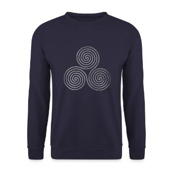 celtic triple Spiral - oneline antique silver - Unisex Pullover - Navy - Vorne - Alina (178cm) & Michal (187cm)