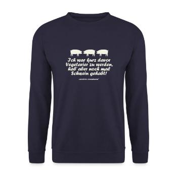 Ich war kurz davor Vegetarier zu werden, hab' aber - Unisex Pullover - Navy - Vorne - Alina (178cm) & Michal (187cm)