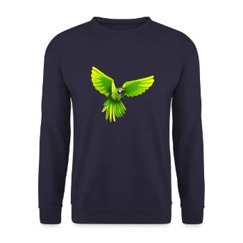 Ara fliegt grün - flying green Ara - Unisex Pullover - Navy - Vorne - Alina (178cm) & Michal (187cm)