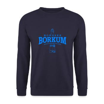Borkum Nordsee (blau) - Unisex Pullover - Navy - Vorne - Alina (178cm) & Michal (187cm)