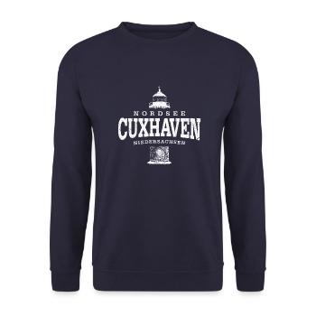 Cuxhaven North Sea (white oldstyle) - Unisex Sweatshirt - navy - Front - Alina (178cm) & Michal (187cm)