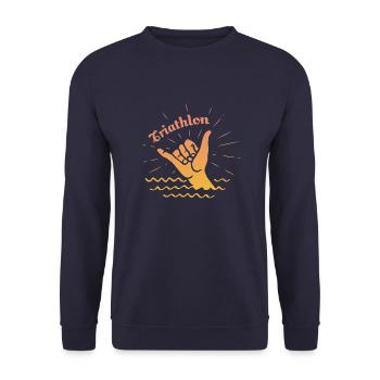 Triathlon - Unisex Sweatshirt - navy - Front - Alina (178cm) & Michal (187cm)